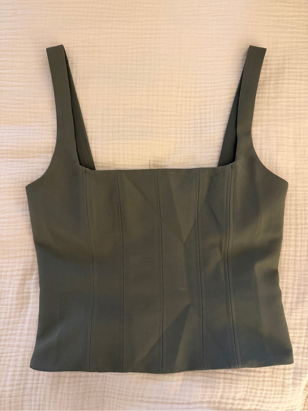 Zara Olive Green Sleeveless Corset Top